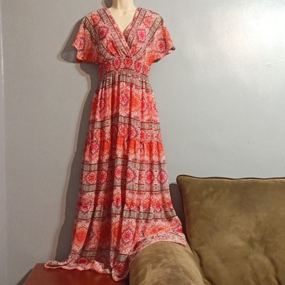 Rabbit, Rabbit, Rabbit designs women's multi color pink maxi dress - Picture 5 of 17